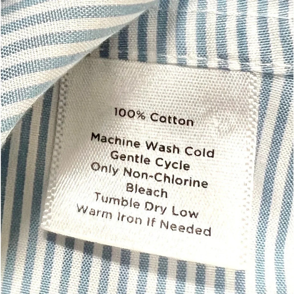 TALBOTS Women’s Haberdashery Petites Sleeveless Blue Stripe Button‎ Down Size 4P - Picture 11 of 13
